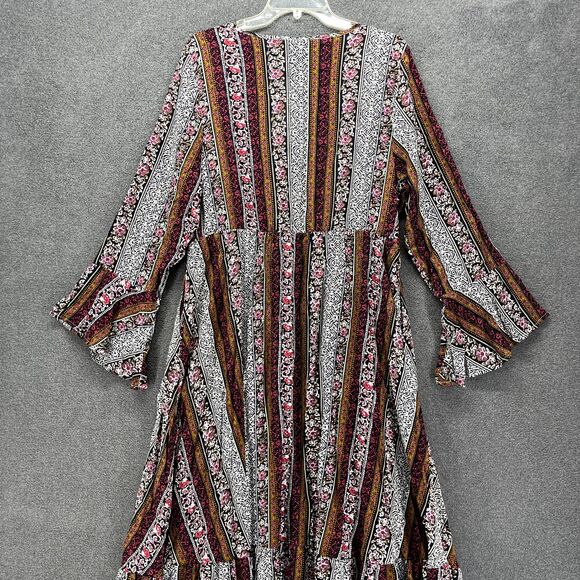 BloomChic Dress Plus Size 1X 14 16 Black white Stripe Short Sleeve V Neck Pocket - Picture 14 of 16